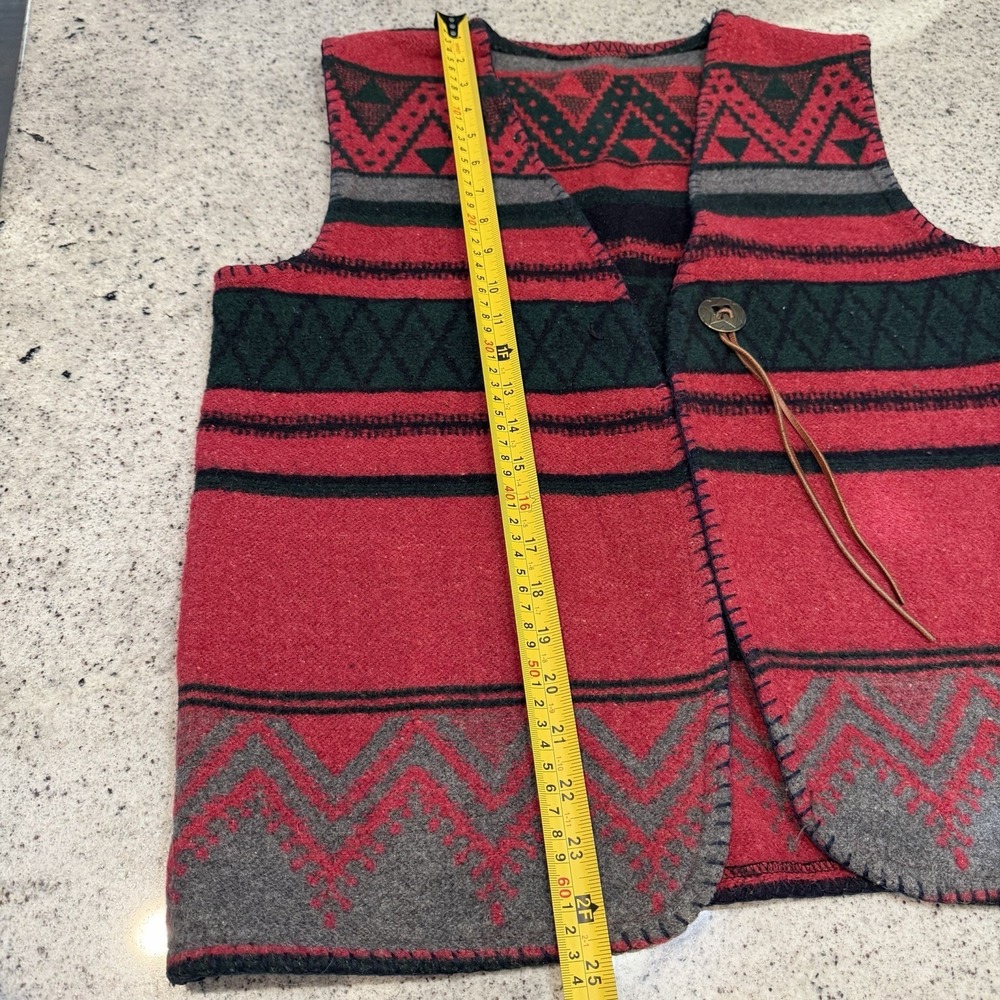 Vintage VTG Western Style Aztec Print Red Women's Vest One Size READ - Picture 4 of 8